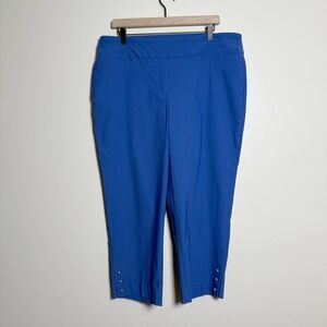 Ruby Rd. NEW Womens Dress Capri Pants 16 Blue Slimming Contour Office Nautical